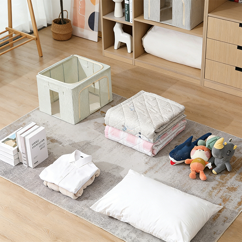 亚麻布可折叠可堆叠储物箱