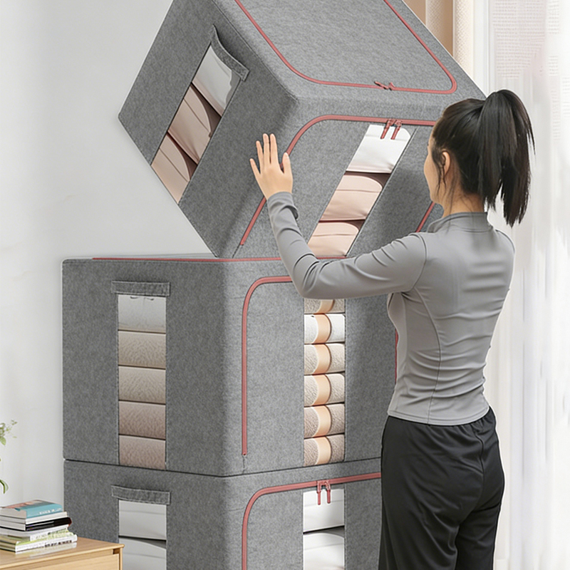 家用棉麻储物盒收纳盒